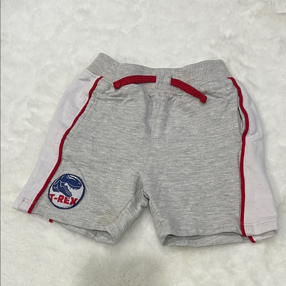 Gray & Red T‑Rex Accent Kids Shorts